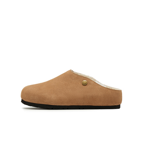 天美意2024冬新款厚底复古保暖外穿包头毛拖鞋百搭女鞋KMZ10DH4