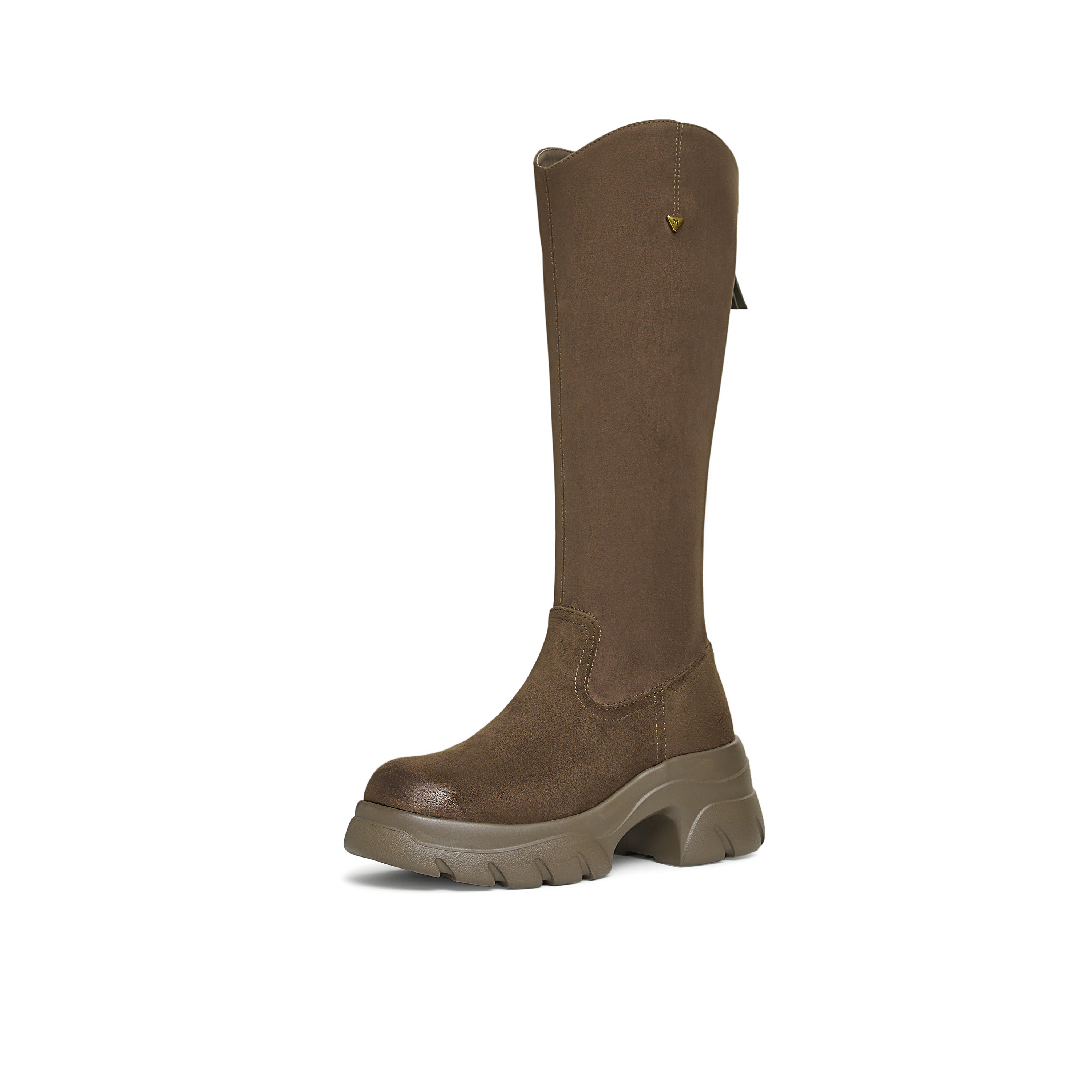 天美意2024冬新款厚底增高百搭时装靴长筒高靴女弹力靴KTX09DG4