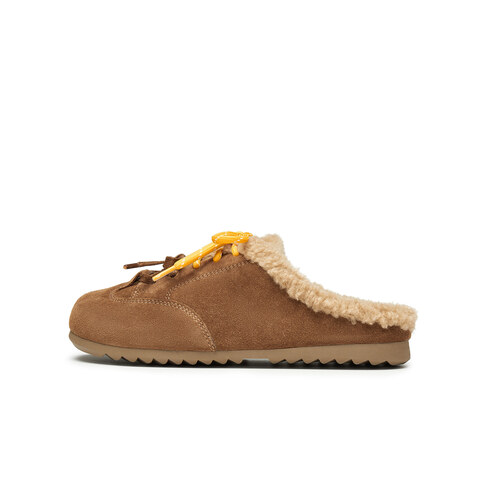 天美意2024冬新款前包后空单鞋毛绒保暖半拖女毛毛单鞋KMZ15DH4