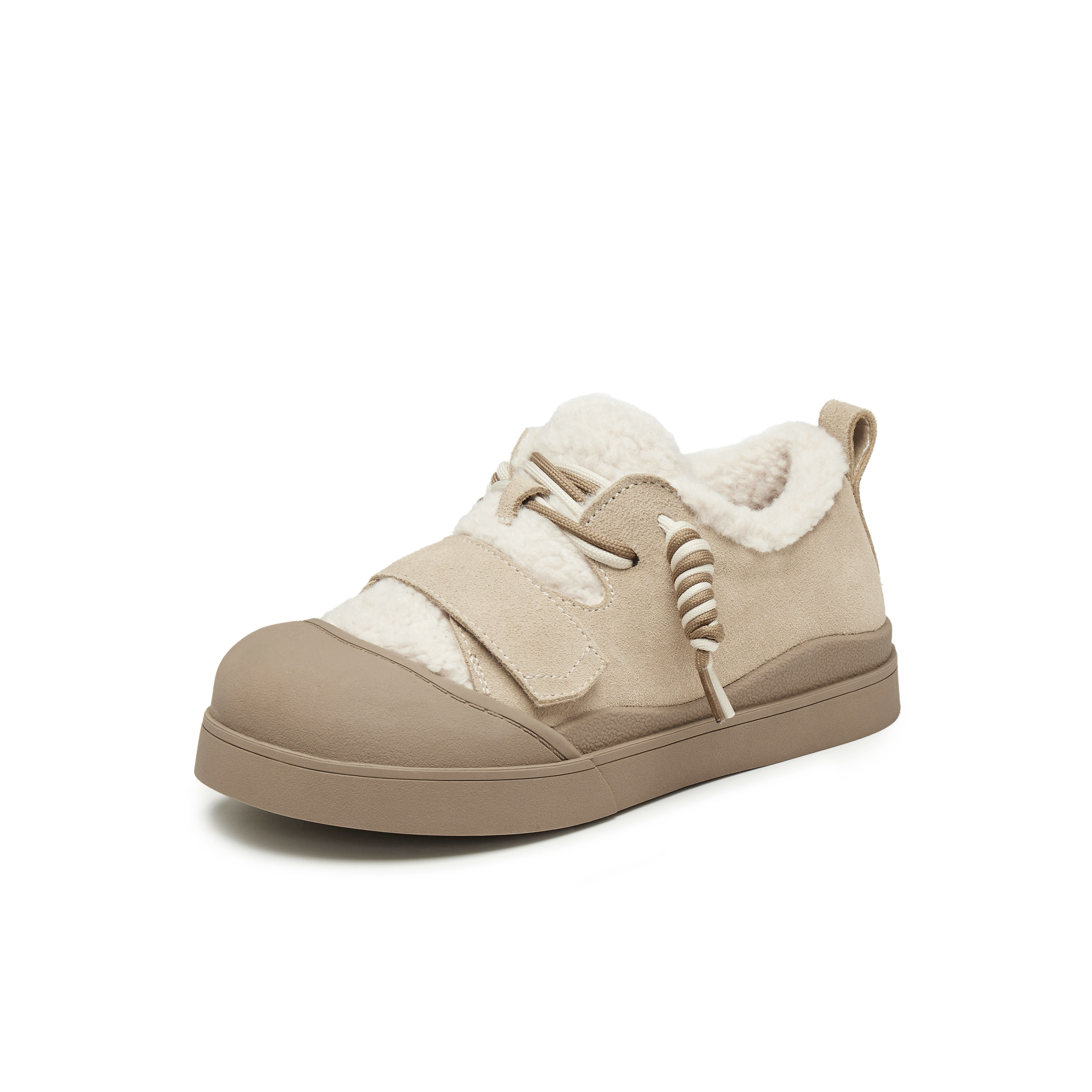 天美意2024冬新款系带拼色保暖休闲雪地靴百搭女短靴KMZ14DM4