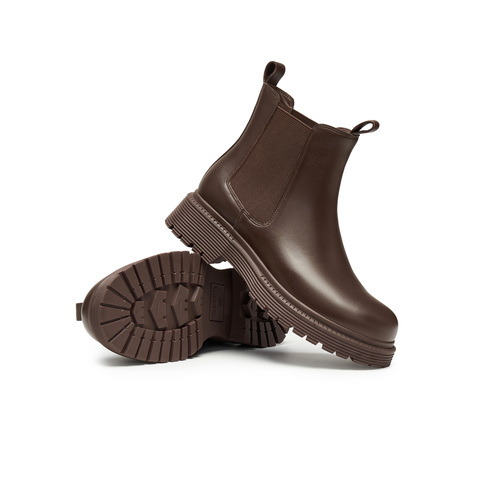 天美意2024冬切尔西英伦烟筒靴简约风女皮短靴WQE01DD4