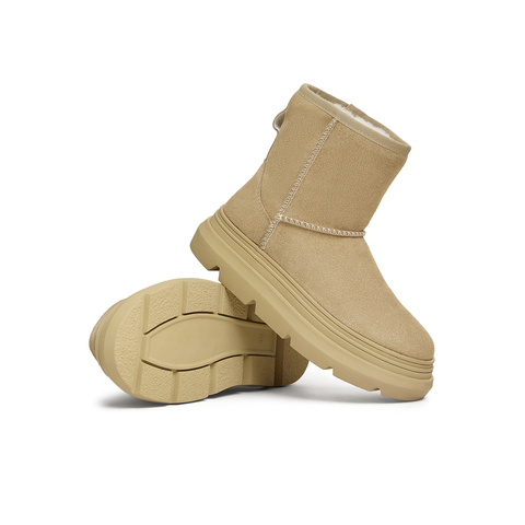 天美意2024冬新款厚底复古毛绒保暖棉鞋短靴女雪地靴KXD26DD4