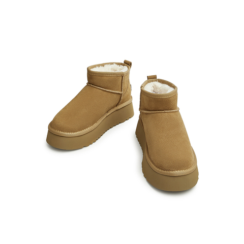 天美意2024冬毛绒温暖舒适雪地靴休闲女短靴NXD21DD4