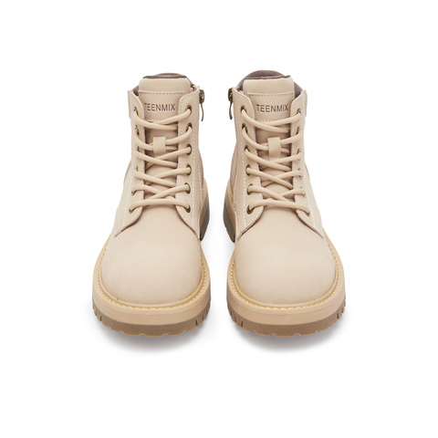 天美意2024冬新款休闲系带户外厚底潮酷大黄靴女马丁靴KDX11DD4