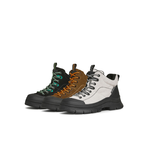 天美意2024冬新款厚底户外工装马丁靴潮酷拼色女短靴KGX11DD4