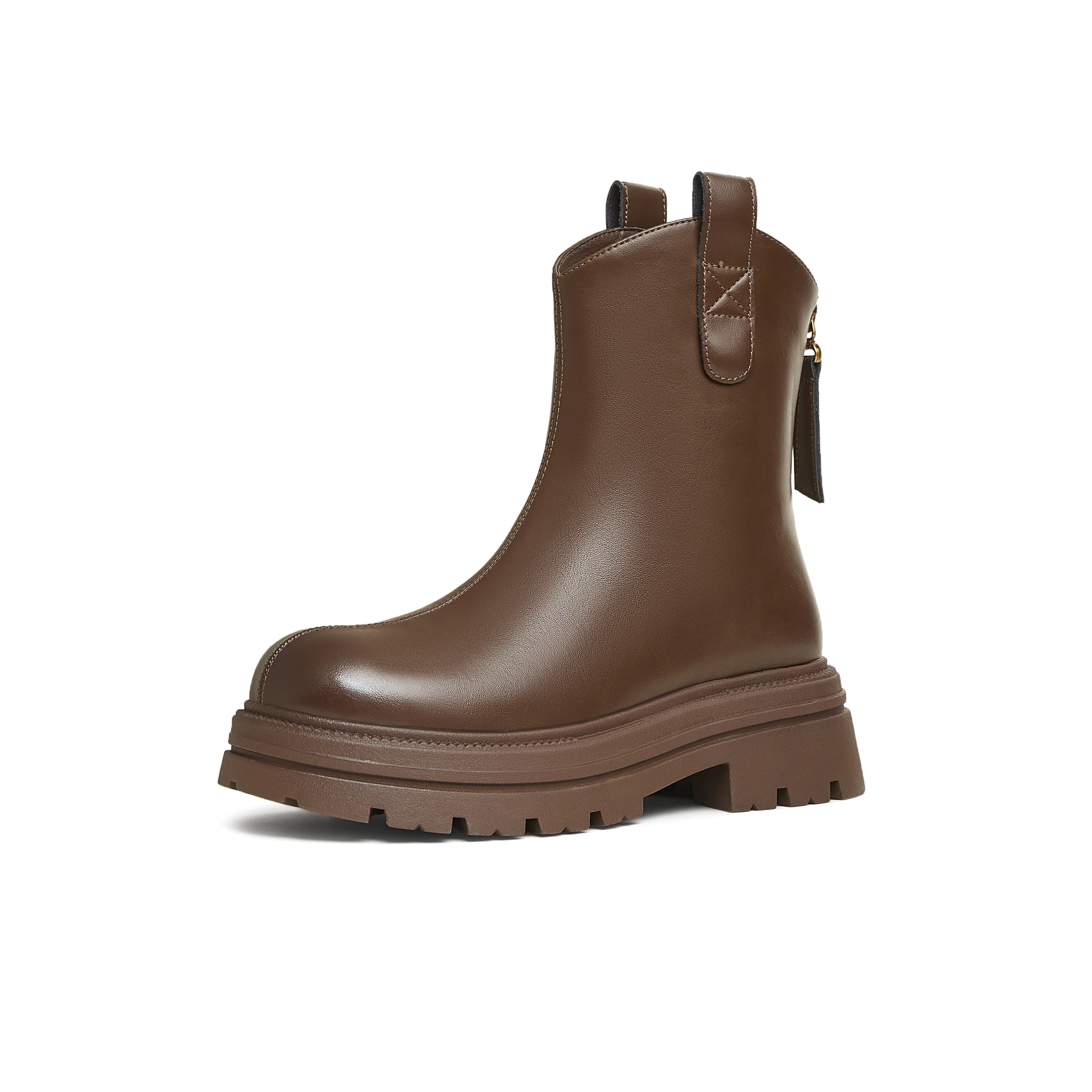 天美意2024冬新款商场同款后拉链百搭厚底百搭女弹力靴BK671DD4