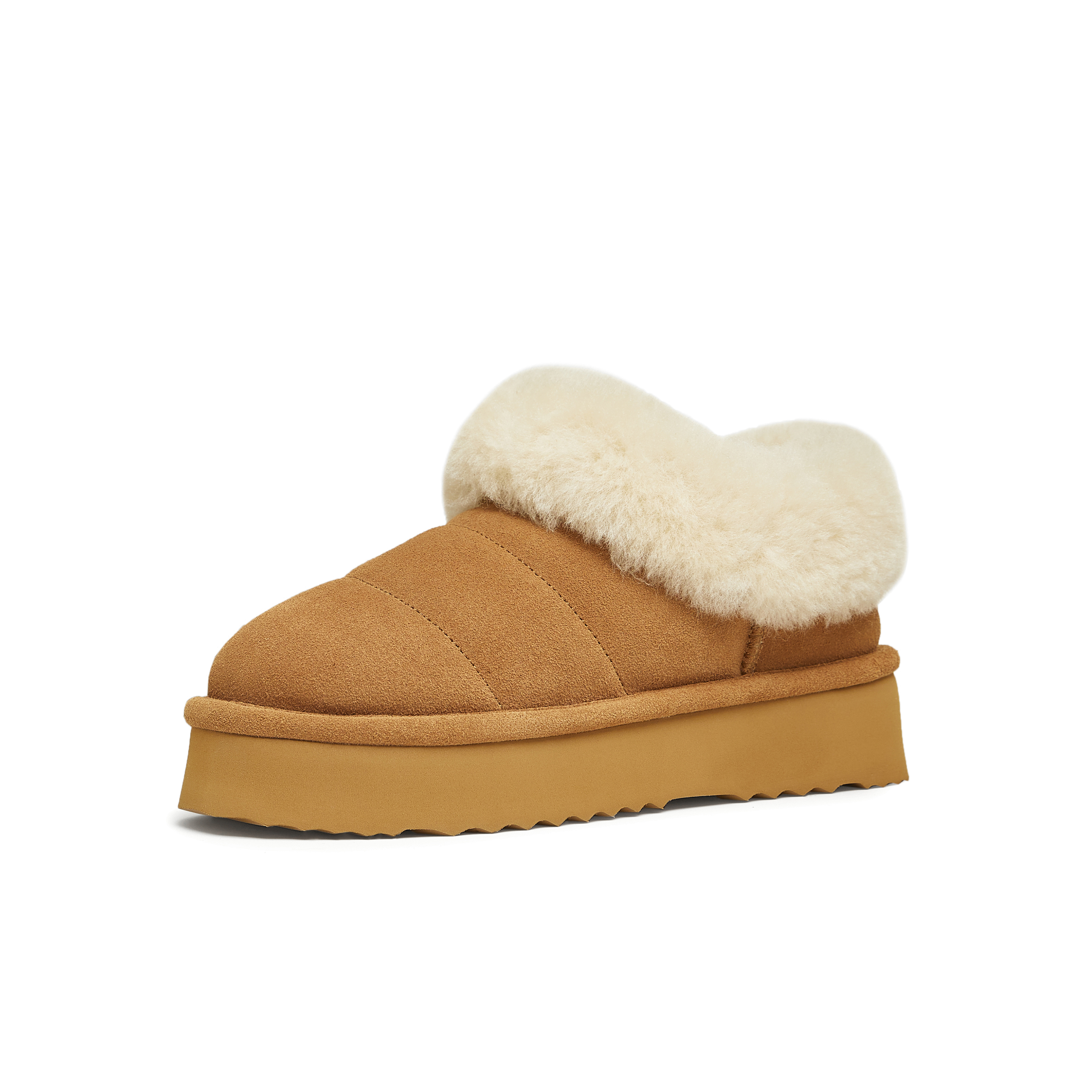 天美意2024冬新款厚底简约休闲毛绒雪地靴保暖时尚女靴KMZ02DM4