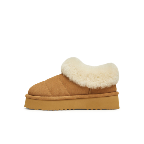 天美意2024冬新款厚底简约休闲毛绒雪地靴保暖时尚女靴KMZ02DM4