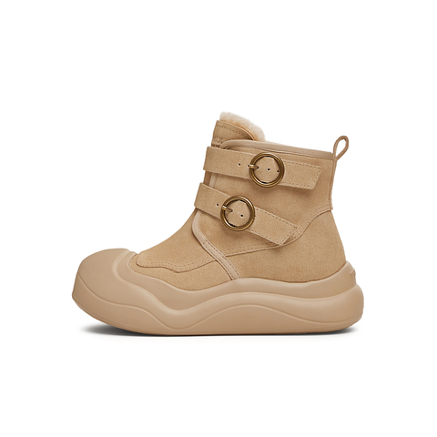 天美意2024冬新款商场同款时尚百搭纯色厚底女雪地靴CP541DD4