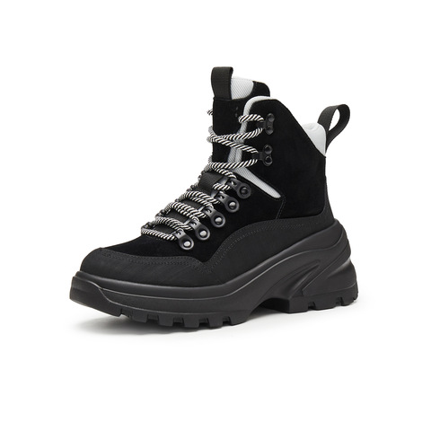 天美意2024冬新款商场同款厚底运动休闲工装户外靴女靴BK081DD4