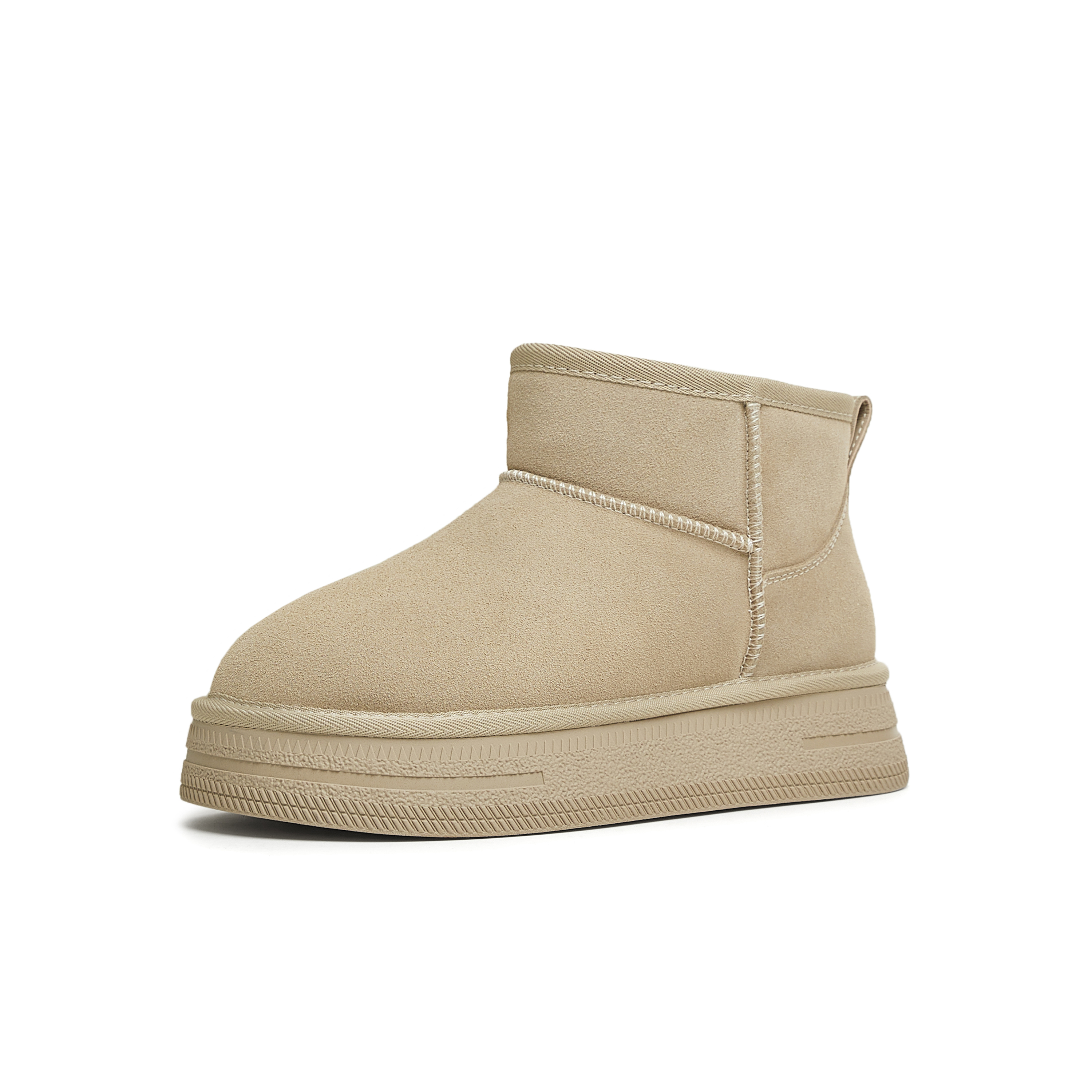 天美意2024冬新款厚底一脚蹬舒适保暖棉鞋短靴女雪地靴KXD27DD4