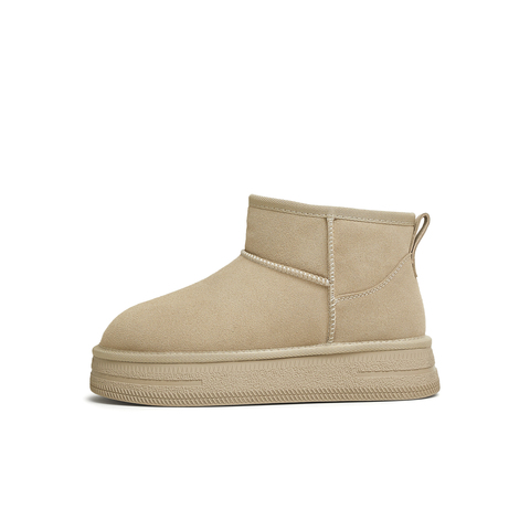 天美意2024冬新款厚底一脚蹬舒适保暖棉鞋短靴女雪地靴KXD27DD4