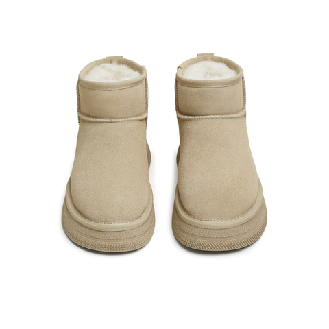 天美意2024冬新款厚底一脚蹬舒适保暖棉鞋短靴女雪地靴KXD27DD4