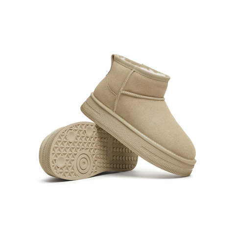 天美意2024冬新款厚底一脚蹬舒适保暖棉鞋短靴女雪地靴KXD27DD4