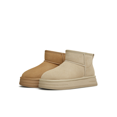 天美意2024冬新款厚底一脚蹬舒适保暖棉鞋短靴女雪地靴KXD27DD4