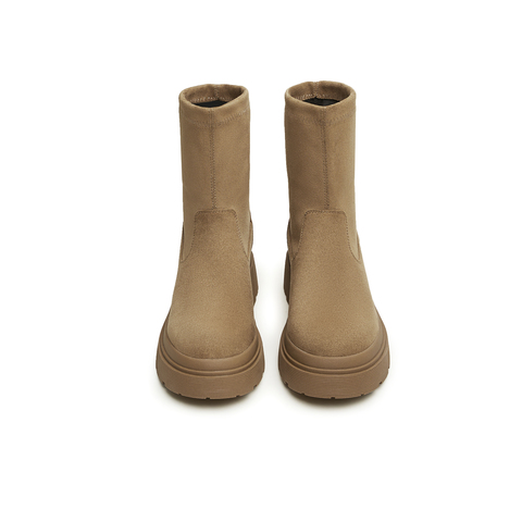 天美意2024冬新款简约气质时装靴百搭弹力靴女短靴NTX28DD4