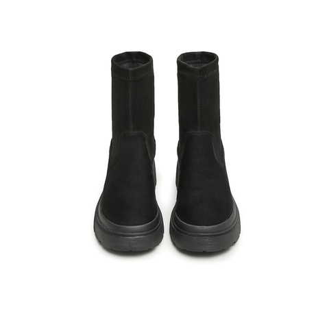 天美意2024冬新款简约气质时装靴百搭弹力靴女短靴NTX28DD4