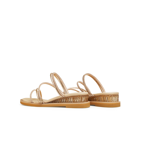 天美意2024夏新款商场同款坡跟水钻外穿时尚百搭女拖鞋CTI19BT4