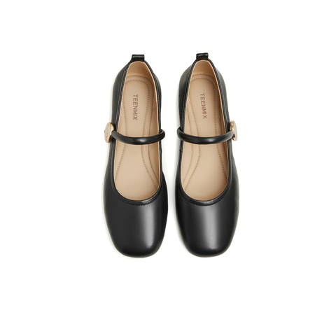 天美意2024秋新款时尚休闲优雅复古百搭浅口女玛丽珍鞋KM013CQ4