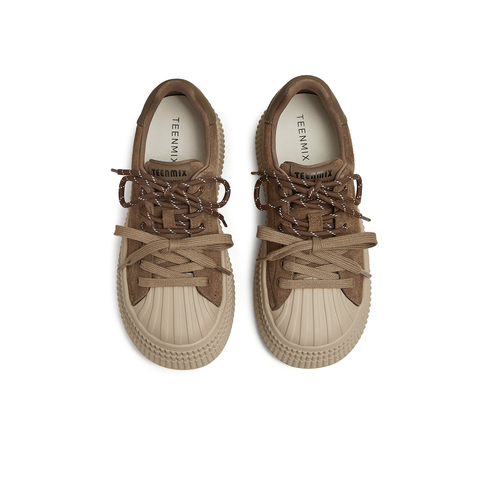 天美意2025春新款系带百搭厚底运动小个子女休闲板鞋KB060AM5