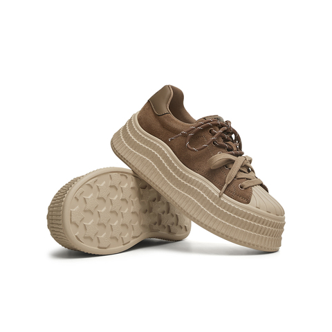 天美意2025春新款系带百搭厚底运动小个子女休闲板鞋KB060AM5