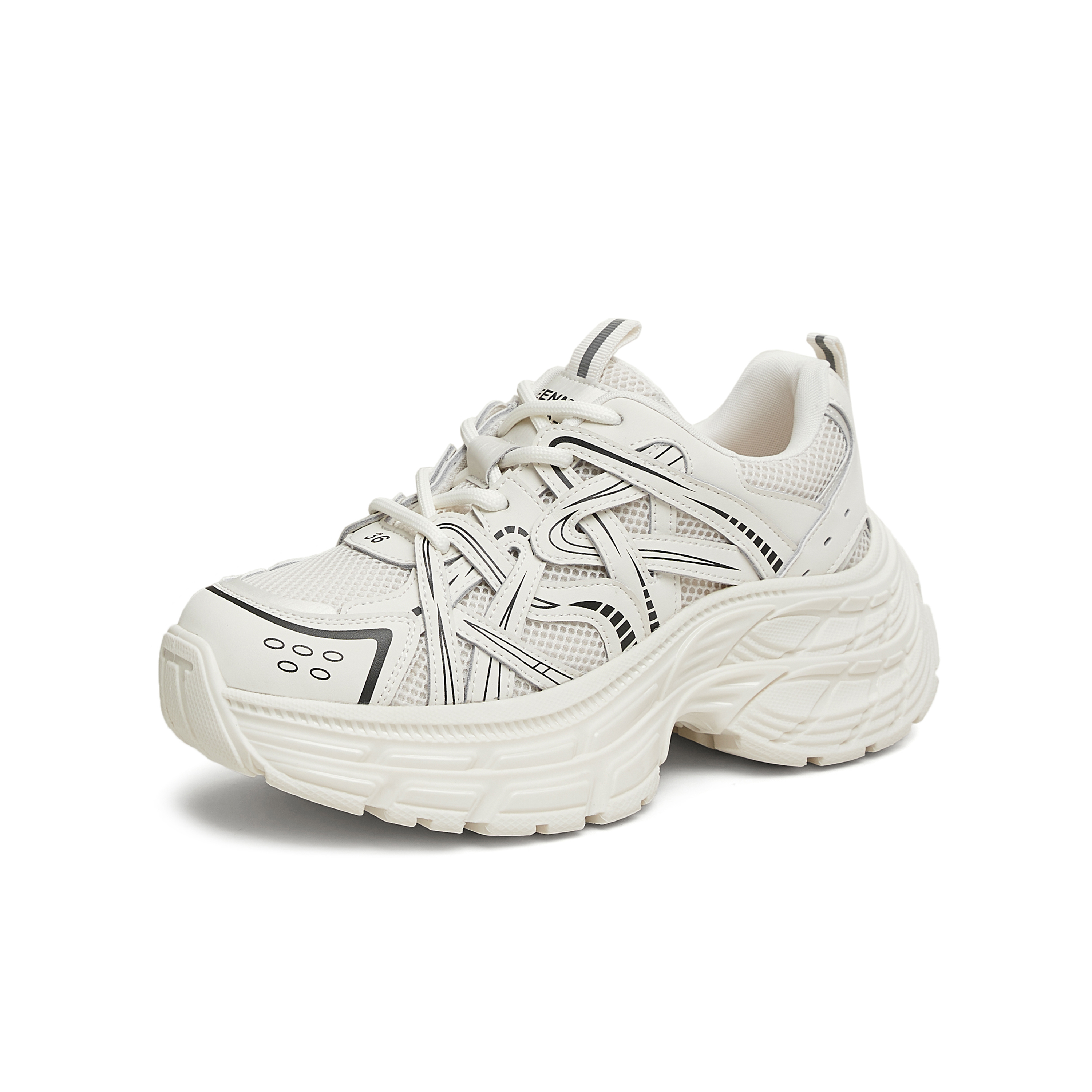 天美意2025春新款厚底休闲系带复古百搭增高女老爹鞋KD073AM5