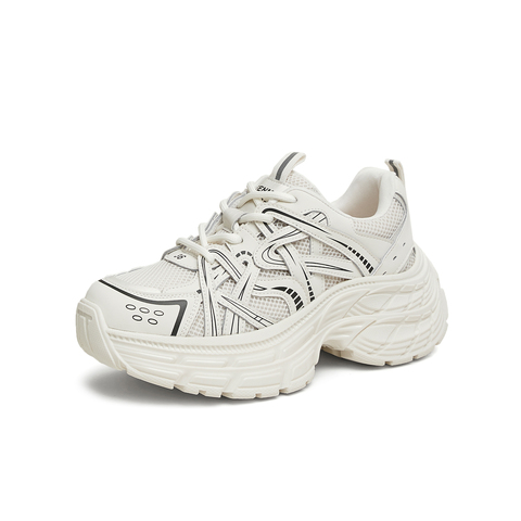 天美意2025春新款厚底休闲系带复古百搭增高女老爹鞋KD073AM5