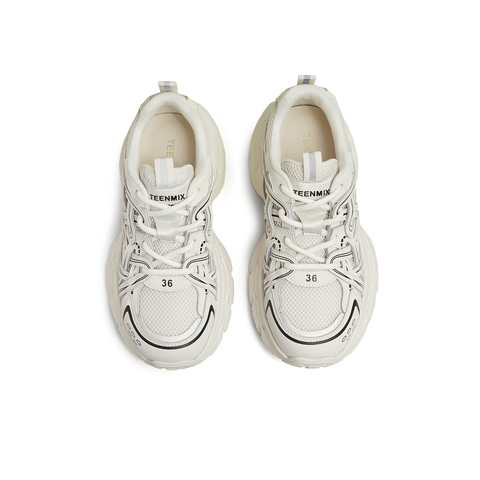 天美意2025春新款厚底休闲系带复古百搭增高女老爹鞋KD073AM5