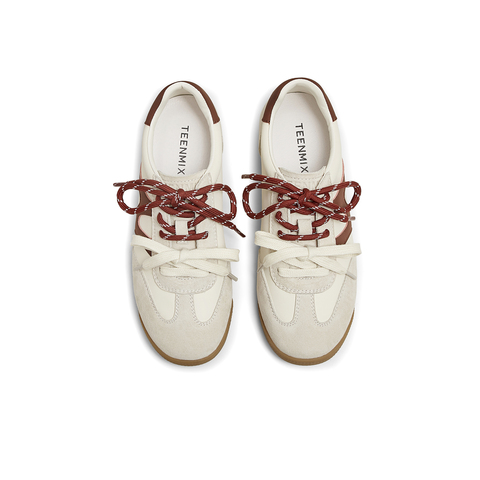 天美意2025春新款商场同款系带低跟纯色百搭女休闲鞋BJ311AM5