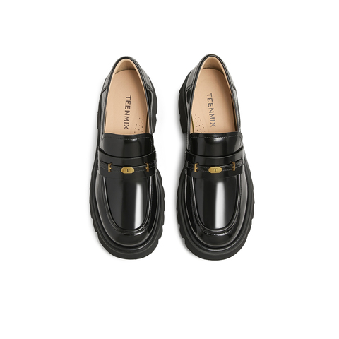 天美意2025春新款商场同款百搭厚底小个子女学院乐福鞋CJM01AA5