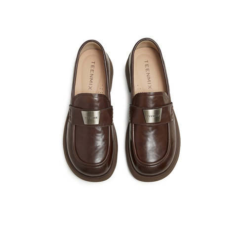 天美意2025春新款商场同款厚底法式复古休闲女乐福鞋BK791AA5