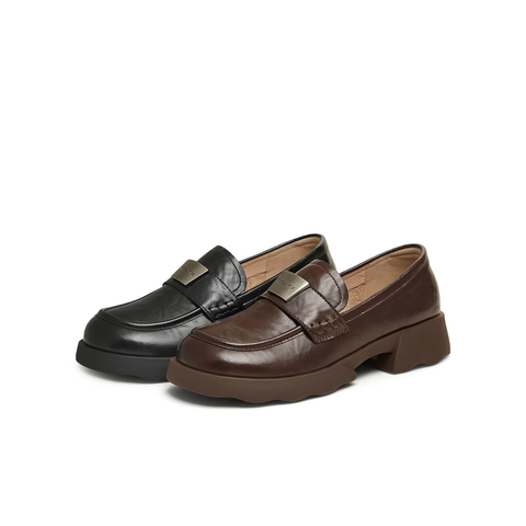 天美意2025春新款商场同款厚底法式复古休闲女乐福鞋BK791AA5