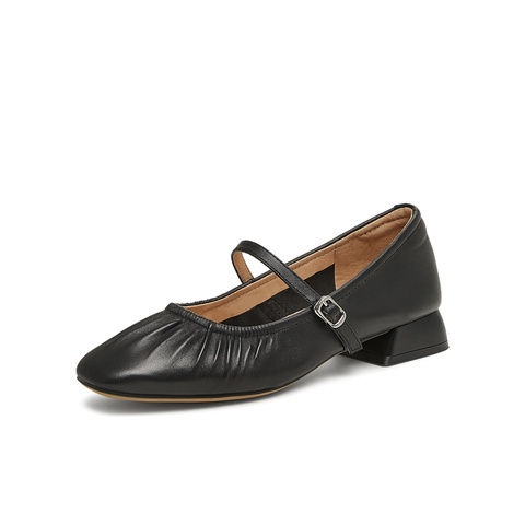 天美意2025春新款百搭一字带休闲法式复古女玛丽珍鞋KM068AQ5