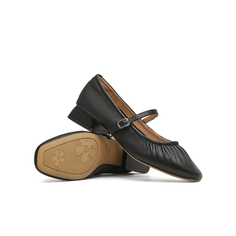 天美意2025春新款百搭一字带休闲法式复古女玛丽珍鞋KM068AQ5