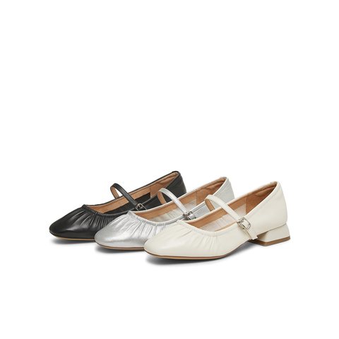 天美意2025春新款百搭一字带休闲法式复古女玛丽珍鞋KM068AQ5