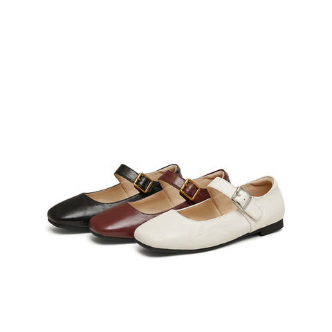 天美意2025春新款纯色复古百搭通勤浅口低跟女休闲鞋KM075AQ5