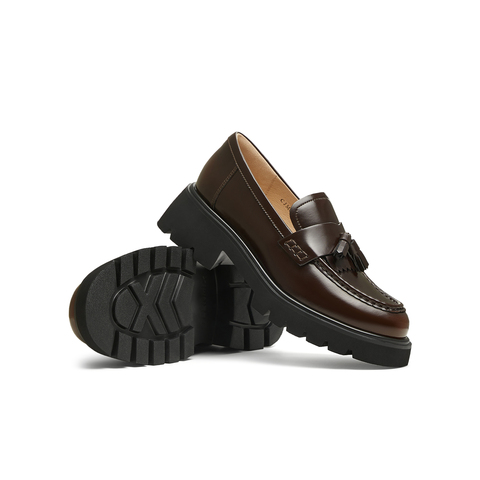 天美意2025春新款jk百搭时髦厚底小个子女学院乐福鞋CJM05AA5