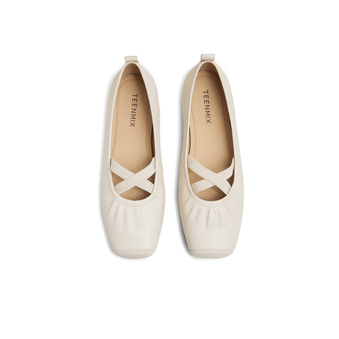 天美意2025春新款优雅复古休闲芭蕾浅口女玛丽珍鞋KQ023AQ5