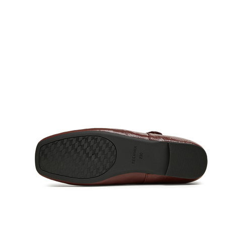 天美意2025春新款纯色复古百搭通勤浅口低跟女休闲鞋KM075AQ5