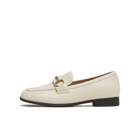 天美意2025春新款百搭通勤纯色休闲英伦风女乐福鞋KE056AM5