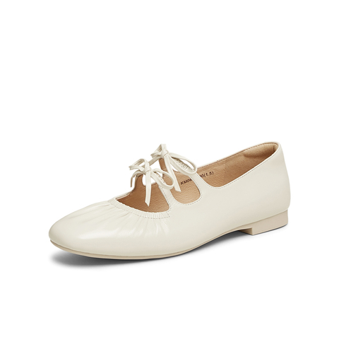天美意2025春新款法式蝴蝶结优雅复古一脚蹬女玛丽珍鞋KM064AQ5