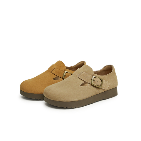 天美意2025春新款商场同款纯色百搭复古半拖鞋女勃肯鞋BJ551AM5