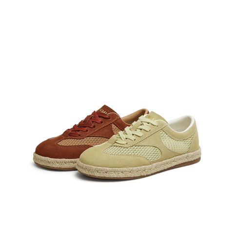 天美意2025夏新款休闲系带百搭运动鞋复古网面女德训鞋KG093BM5