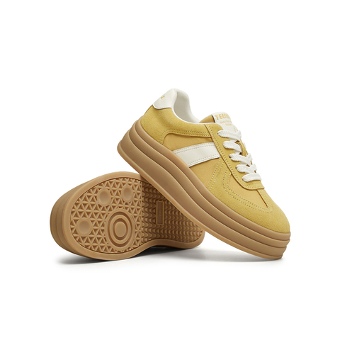 天美意2025夏新款休闲百搭厚底系带复古运动鞋女德训鞋KG088BM5