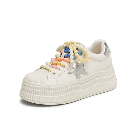 天美意2025夏新款厚底百搭五角星增高运动鞋女休闲板鞋KB070BM5