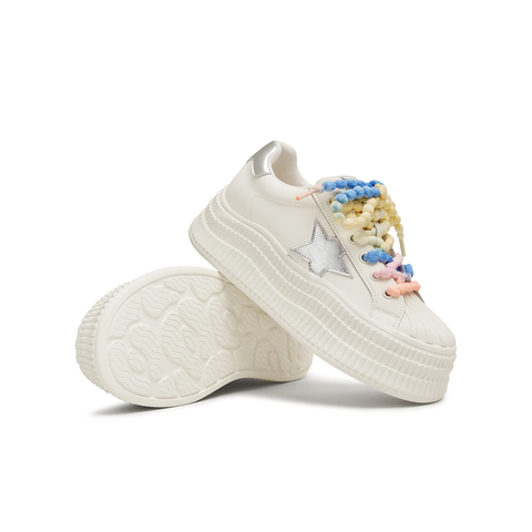 天美意2025夏新款厚底百搭五角星增高运动鞋女休闲板鞋KB070BM5