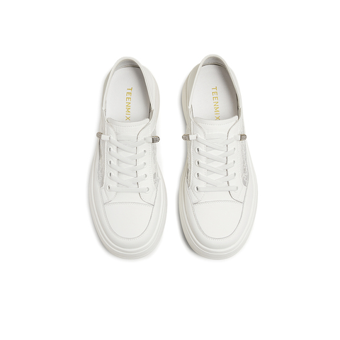 天美意2025夏新款商场同款小白鞋休闲系带女休闲板鞋BK871BM5