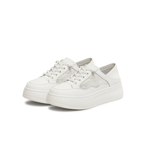 天美意2025夏新款商场同款小白鞋休闲系带女休闲板鞋BK871BM5