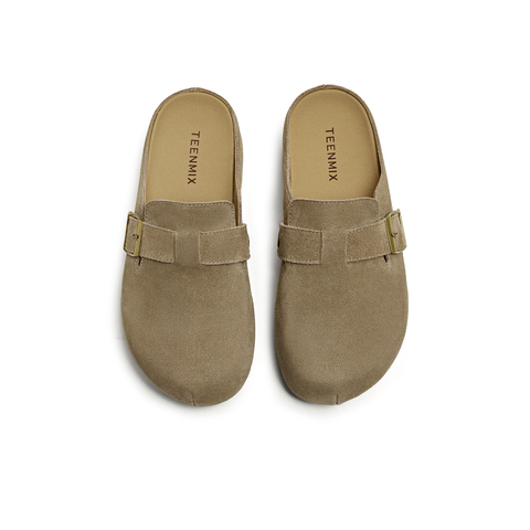 天美意2025夏新款厚底复古百搭拖鞋半拖通勤女勃肯鞋KK042BT5