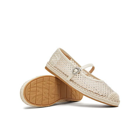 天美意2025夏新款潮流休闲百搭水钻透气复古女渔夫鞋KP007BA5